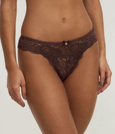 Bombacha Bikini Hilo en Encaje Floral con Moña en la Cintura 2