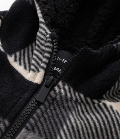 Saco Infantil en Fleece con Estampa de Cuadros y Capucha – Talle 5 a 14 años 5