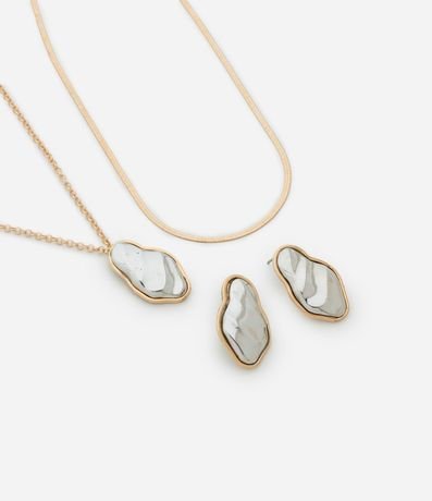 Conjunto de Collar Capas y Caravana con Colgante Organicos