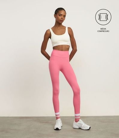 Pantalón Legging Deportiva en Microfibra Pesada con Tiras Elásticas Cruzadas