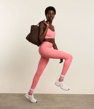 Pantalón Legging Deportiva en Microfibra Pesada con Tiras Elásticas Cruzadas