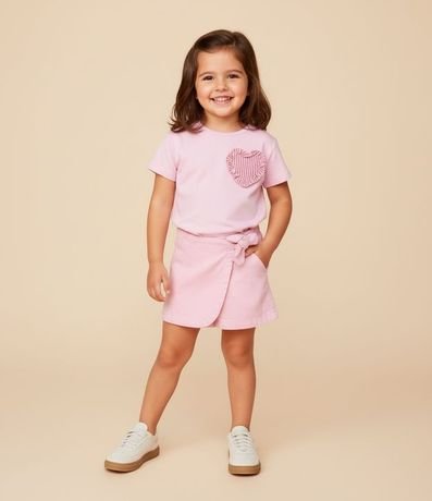 Short Pollera Infantil en Sarga con Lazo - Talle 1 a 6 años