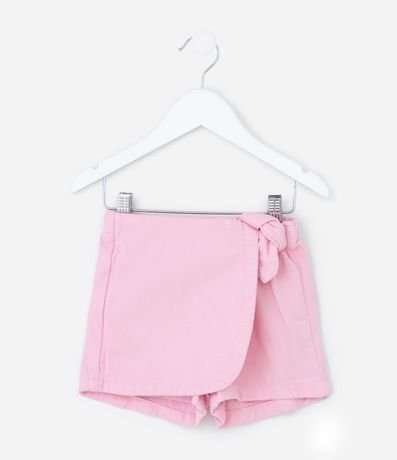 Short Pollera Infantil en Sarga con Lazo - Talle 1 a 6 años