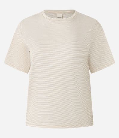 Blusa con Cuello Redondo y Rayas de Hilo Metalizado