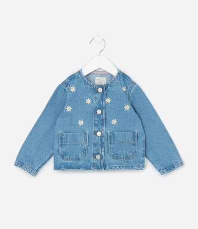Campera Infantil en Jeans con Bordado de Flores - Talle 1 a 6 años