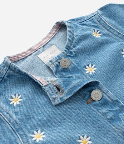 Campera Infantil en Jeans con Bordado de Flores - Talle 1 a 6 años 3