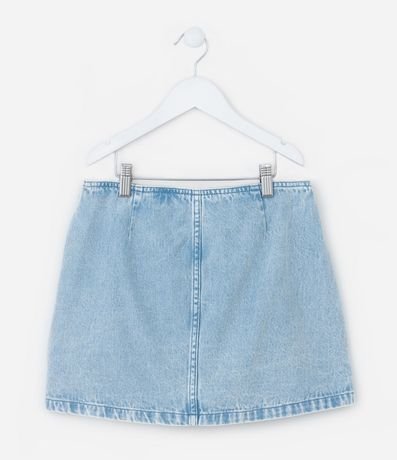 Pollera Infantil en Jeans con Pliegues y Aplicaciones de Lacitos - Talle 7 a 14 años 2