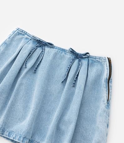 Pollera Infantil en Jeans con Pliegues y Aplicaciones de Lacitos - Talle 7 a 14 años 5