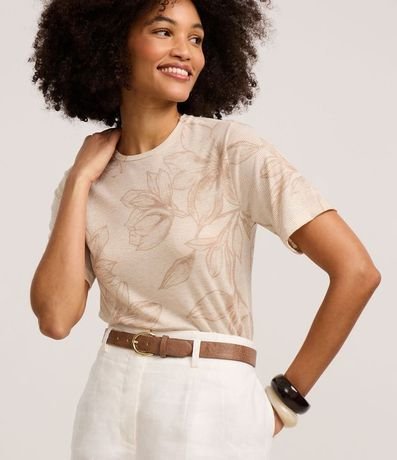 Blusa con Estampa Floral y Rayas de Hilo Metalizado