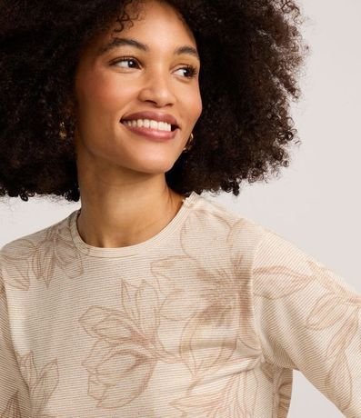 Blusa con Estampa Floral y Rayas de Hilo Metalizado 3
