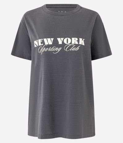 Remera Oversized Deportiva en Algodón Desteñido con Estampa New York 4