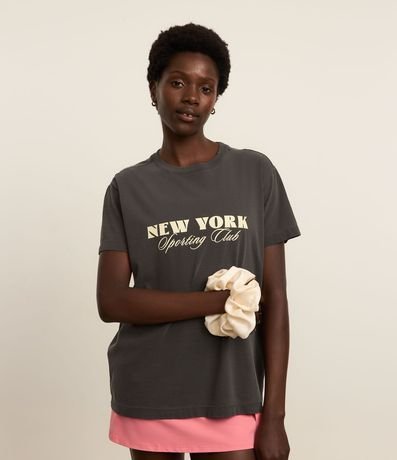 Remera Oversized Deportiva en Algodón Desteñido con Estampa New York 2