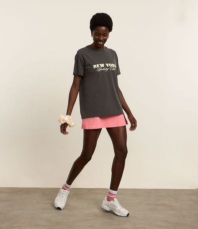 Remera Oversized Deportiva en Algodón Desteñido con Estampa New York 3