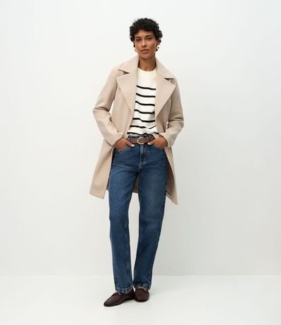 Saco Alargado en Polivelour con Cinturón de Tejido 2