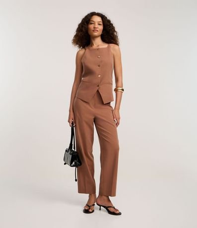 Pantalón Recto Sastrería con Textura y Bolsillos