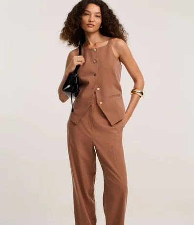 Pantalón Recto Sastrería con Textura y Bolsillos 2