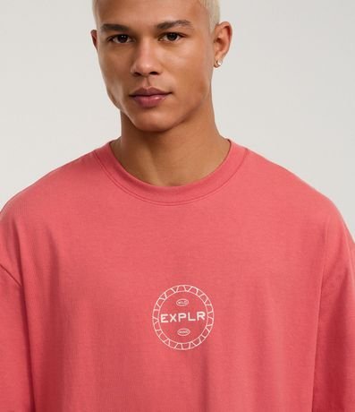 Remera Relaxed en Malla con Estampa Lettering EXPLR 4