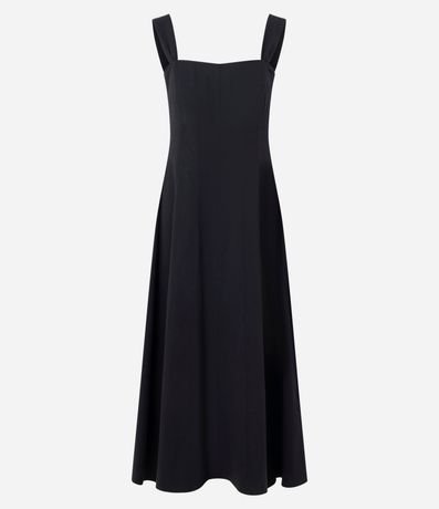 Vestido Midi con Breteles Anchos y Escote Cuadrado 4