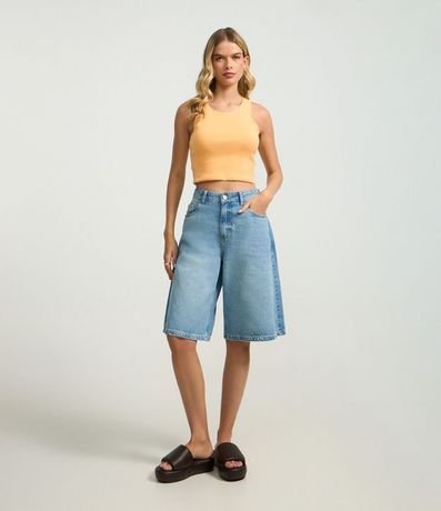 Blusa Cropped sin Mangas en Algodón Acanalado 2