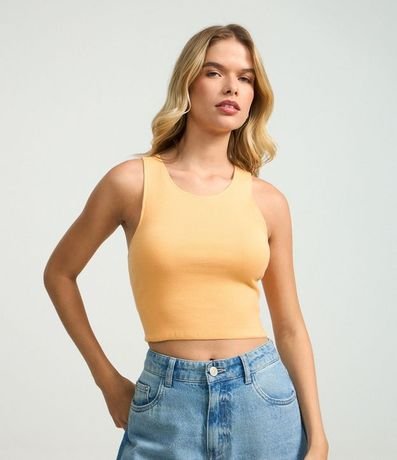 Blusa Cropped sin Mangas en Algodón Acanalado 4