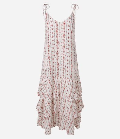 Vestido Evasê Midi en Viscolino con Estampa Floral Liberty 4