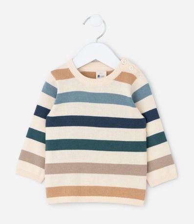 Buzo en Punto Infantil con Estampado Rayada - Tam  0 A 18 meses