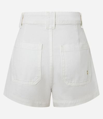 Short en Sarga con Pliegues y Bordados de Playa 7