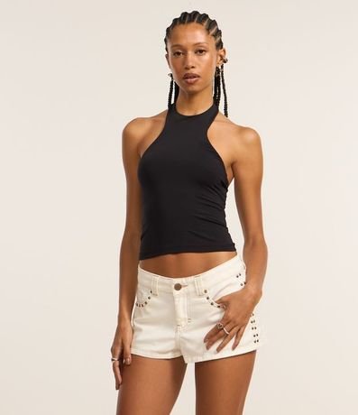 Shot Micro en Sarga con Tachas y Costura Aparente 2