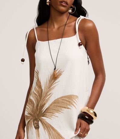 Vestido Midi en Crepé con Asa Cuerda y Estampado Palmeras 4