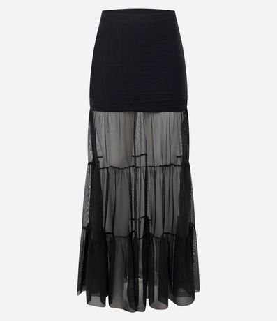 Pollera Circular Larga en Tule con Frunzidos 6