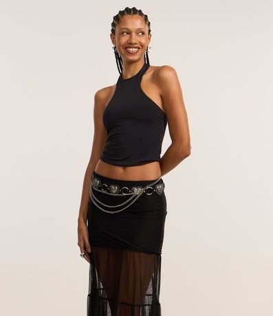 Pollera Circular Larga en Tule con Frunzidos 2