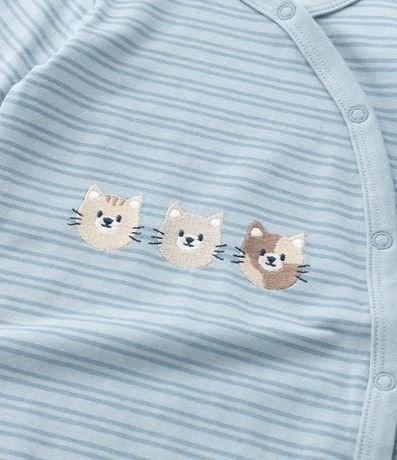 Mono Infantil en Suedine con Estampa de Gatos y Listrado - Talle 0 a 18 meses 9