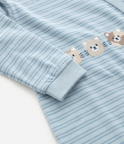 Mono Infantil en Suedine con Estampa de Gatos y Listrado - Talle 0 a 18 meses 5