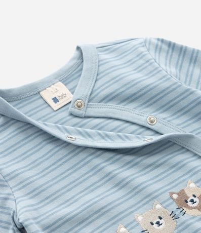 Mono Infantil en Suedine con Estampa de Gatos y Listrado - Talle 0 a 18 meses 7