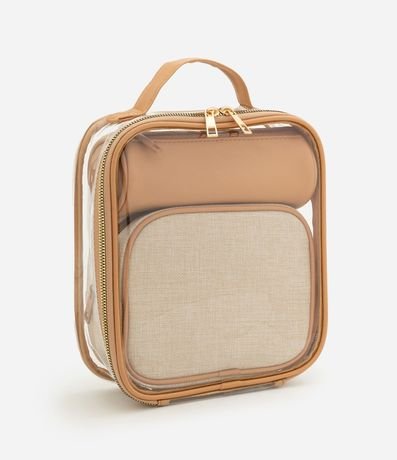 Kit 03 Neceseres Transparentes con Internas en Lona con Textura