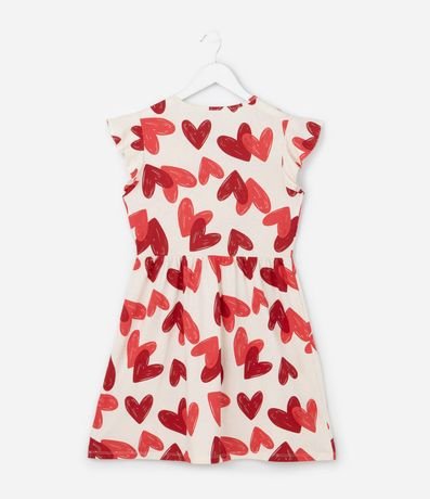 Vestido Infantil en Algodón con Estampa de Corazones - Talle 5 a 14 años 2