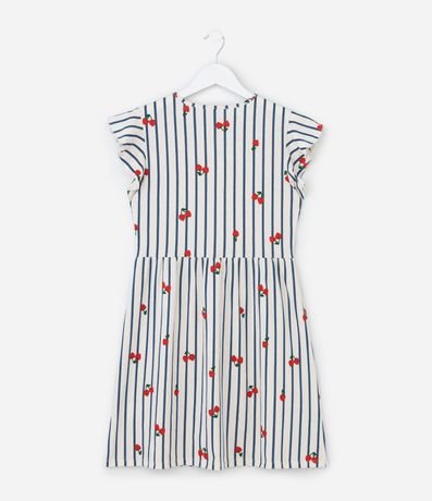 Vestido con Estampa Rayada con Cerezas - Talle 5 a 14 años 2