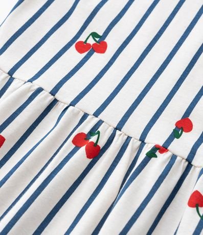 Vestido con Estampa Rayada con Cerezas - Talle 5 a 14 años 4