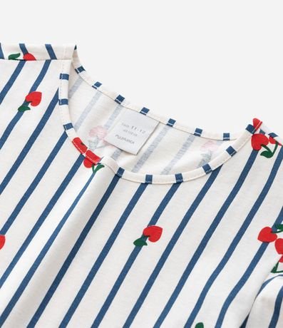 Vestido con Estampa Rayada con Cerezas - Talle 5 a 14 años 5