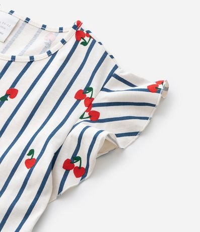 Vestido con Estampa Rayada con Cerezas - Talle 5 a 14 años 6