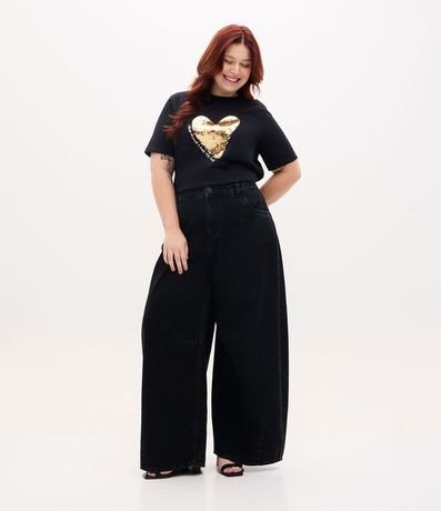 Remera en Algodón con Estampa de Corazón en Lentejuela Curve & Plus Size 3