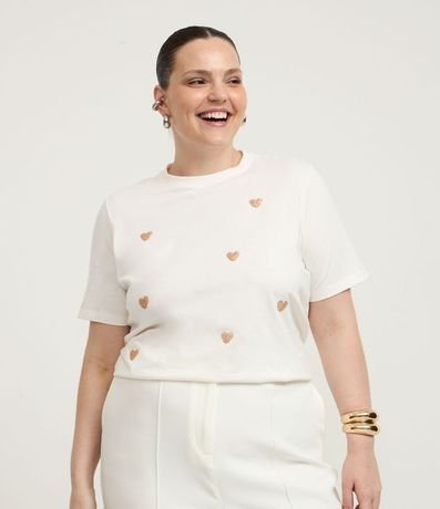 Remera en Algodón con Corazón de Lentejuelas Curve & Plus Size