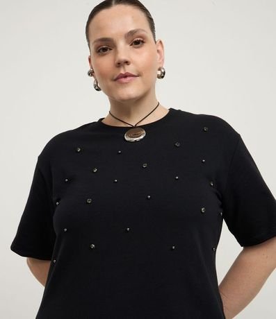 Vestido Corto en Algodón con Brillitos Aplicados Curve & Plus Size 3