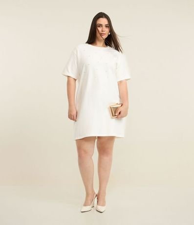 Vestido Corto en Algodón con Brillitos Aplicados Curve & Plus Size
