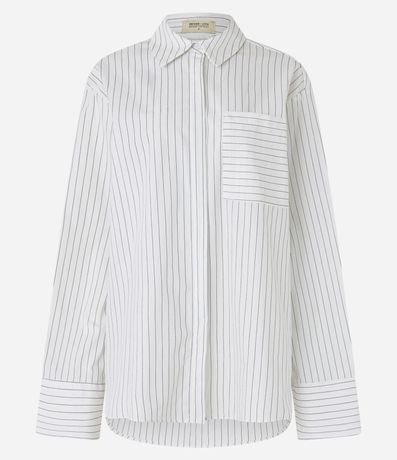 Camisa Maxi Oversized en Tricolina con Gravata y Rayas de Hilo Teñido 11