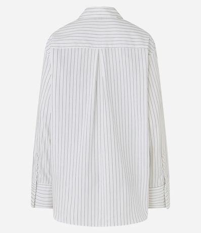 Camisa Maxi Oversized en Tricolina con Gravata y Rayas de Hilo Teñido 12