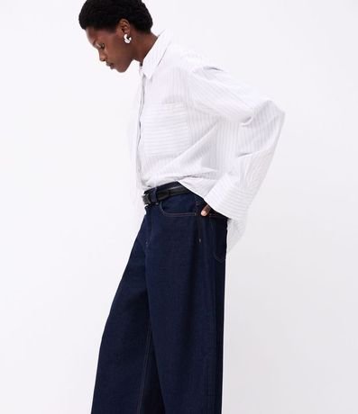 Camisa Maxi Oversized en Tricolina con Gravata y Rayas de Hilo Teñido 5