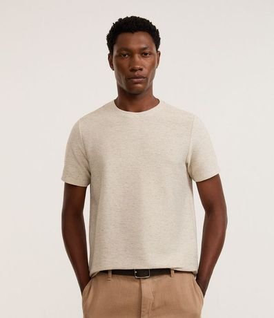Remera Regular en Algodón con Textura Horizontal