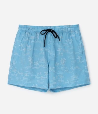 Bermuda de Baño en Microfibra Ligera con Estampado de Ícones Playero