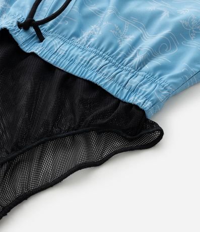 Bermuda de Baño en Microfibra Ligera con Estampado de Ícones Playero 7